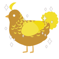 A gold and yellow chicken with a half-lace pattern