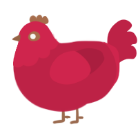 A crimson chicken with a head pattern
