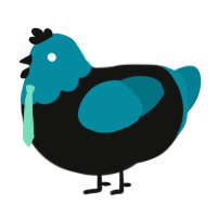 Mikuo, a black and sea chicken with a head pattern