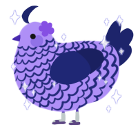 A lilac and navy chicken with a lace pattern
