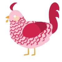 Strawberry Sundae, a rose and crimson chicken with a lace pattern