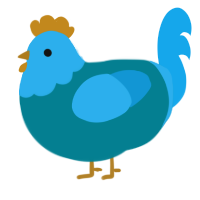 A sea and sky chicken with a head pattern