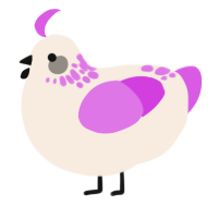 A cream and orchid chicken with a neck-speckle pattern