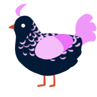A tumblr and lavender chicken with a half-lace pattern