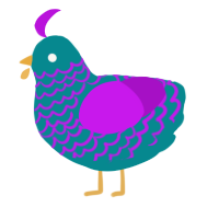 A teal and amethyst chicken with a lace pattern
