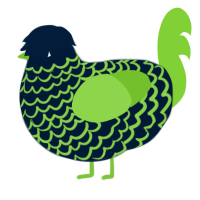 A tumblr and grass chicken with a lace pattern
