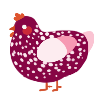 Berry, a maroon and rose chicken with a speckle pattern