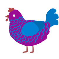 Blue Raspberry, a plum and sapphire chicken with a lace pattern