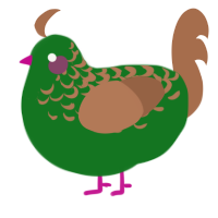 A leaf and brown chicken with a half-lace pattern