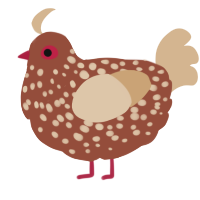 A russet and beige chicken with a speckle pattern