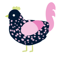 A tumblr and pink chicken with a speckle pattern
