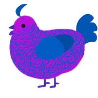 Patricia, a amethyst and ultramarine chicken with a double-lace pattern