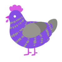 A blurple and ash chicken with a bar pattern