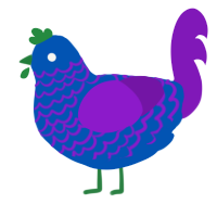 A ultramarine and violet chicken with a lace pattern