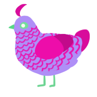 A lilac and fuchsia chicken with a lace pattern