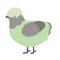 A gluppy and ash chicken with a head pattern