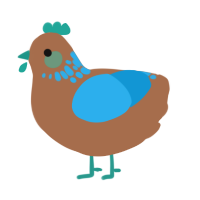 A brown and sky chicken with a neck-speckle pattern
