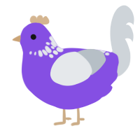 A blurple and mist chicken with a neck-speckle pattern