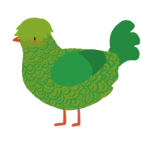 Caterpillar, a chartreuse and viridian chicken with a double-lace pattern