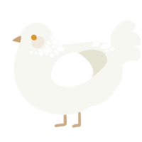 russian teacake, a white chicken with a neck-speckle pattern