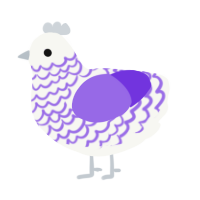 (unnamed), a white and blurple chicken with a lace pattern