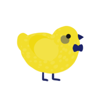 A yellow chicken with a speckle pattern