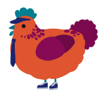 Thrift Shop, a vermilion and wine chicken with a neck-speckle pattern