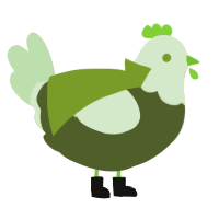 sydney, a olive and gluppy chicken with a head pattern