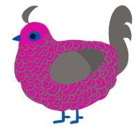 A fuchsia and grey chicken with a double-lace pattern