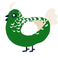 Iggles, a leaf and cream chicken with a half-lace pattern