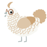 A white and beige chicken with a lace pattern