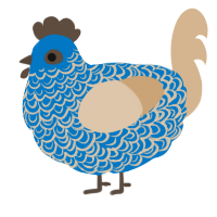 A sapphire and beige chicken with a double-lace pattern