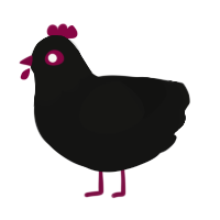 A black chicken with a head pattern
