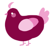 A maroon and pink chicken