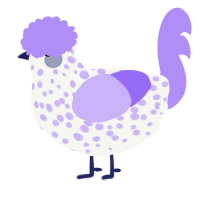 Lilac Puff, a white and lilac chicken with a speckle pattern