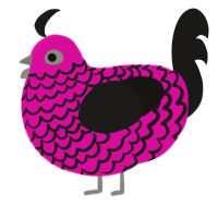 Vices, a fuchsia and sable chicken with a lace pattern