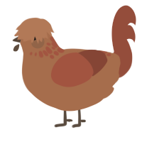 A brown and russet chicken with a neck-speckle pattern