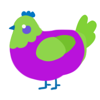 A amethyst and grass chicken with a head pattern