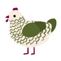 A cream and olive chicken with a lace pattern