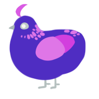 A indigo and orchid chicken with a neck-speckle pattern