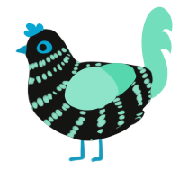 A black and mint chicken with a bar pattern