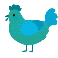 (unnamed), a turquoise and cerulean chicken with a half-lace pattern