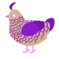 A beige and violet chicken with a lace pattern