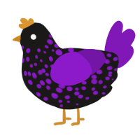 A sable and violet chicken with a speckle pattern
