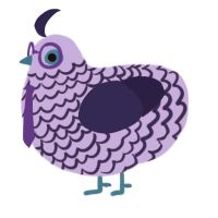 Das Fragezeichen, a lilac and navy chicken with a lace pattern