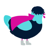 Kris Deltarune, a tumblr and aqua chicken with a head pattern