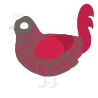 A grey and crimson chicken with a double-lace pattern