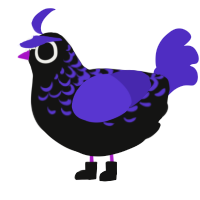 A black and indigo chicken with a half-lace pattern