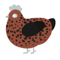 A russet and sable chicken with a speckle pattern
