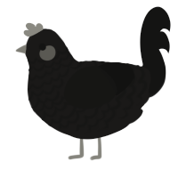 Angry void, a sable and black chicken with a lace pattern